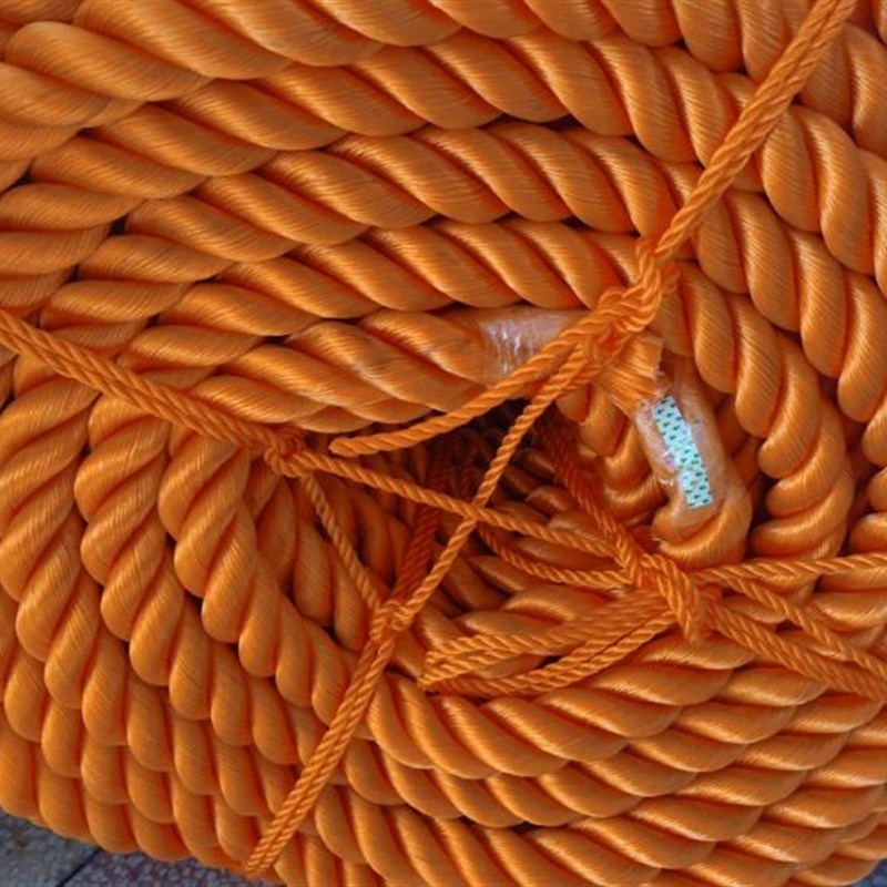 三股聚乙烯绳16mm船用缆绳20mm橙色尼龙绳30mm浮水绳熟丝绳耐磨绳