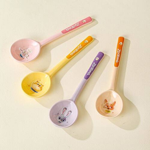 疯狂动物城新款陶瓷勺ins高颜值儿童可爱饭勺家用调羹甜品长柄勺