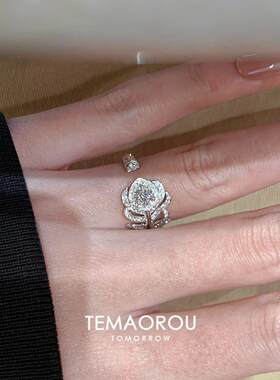 复古仿钻孔雀羽毛戒指女小众设计