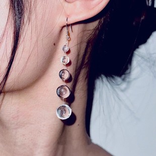 清冷感露珠水滴鱼线透明耳环精致高级感小众设计气质耳饰独特高级