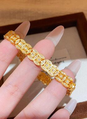 新中式金色爆闪铜钱手链女款轻奢