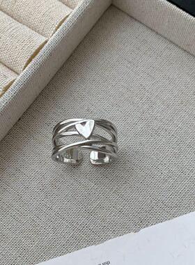 韩系缠绕桃心戒指女小众设计指环