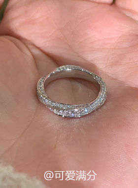 S925纯银爆闪满钻莫比乌斯环戒指