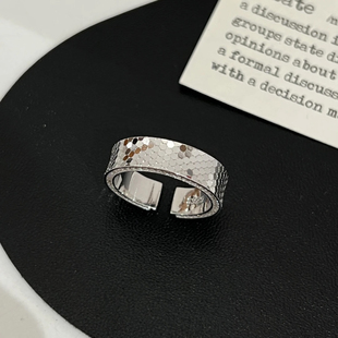 银色碎冰冰戒指女款小众设计感轻奢高级感食指戒2025新款爆款指环
