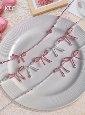 春夏新款超仙米珠串珠蝴蝶结项链