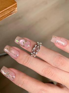 中古银色清透珠戒指女高级感指环