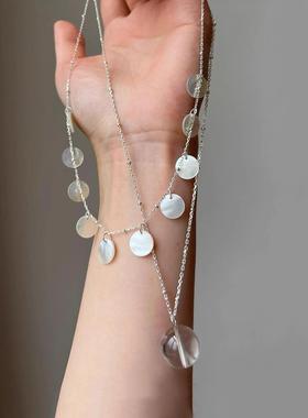 圆贝串珠项链仙气氛围感水滴项链
