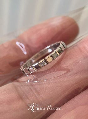 S925银清冷感银色爆闪小方块戒指