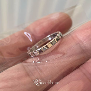 S925纯银清冷感银色爆闪小方块戒指韩系简约风精致微镶锆石食指戒