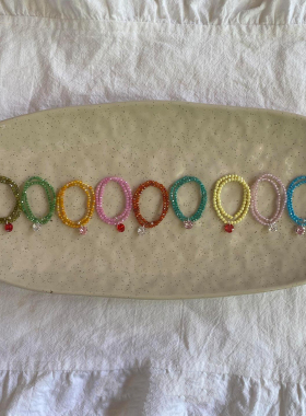 夏日多巴胺彩色串珠水钻手链女款