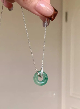 新中式仿和田玉平安扣吊坠项链女