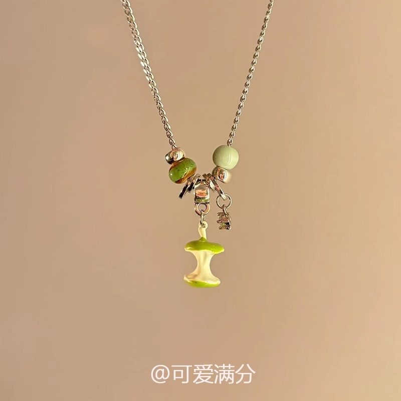 夏日青苹果核项链女配饰2025新爆款可爱吊坠高级感轻奢小众锁骨链,饰品/流行首饰/时尚饰品新,项链,淘宝优惠券,粉丝福利购,淘宝优惠卷
