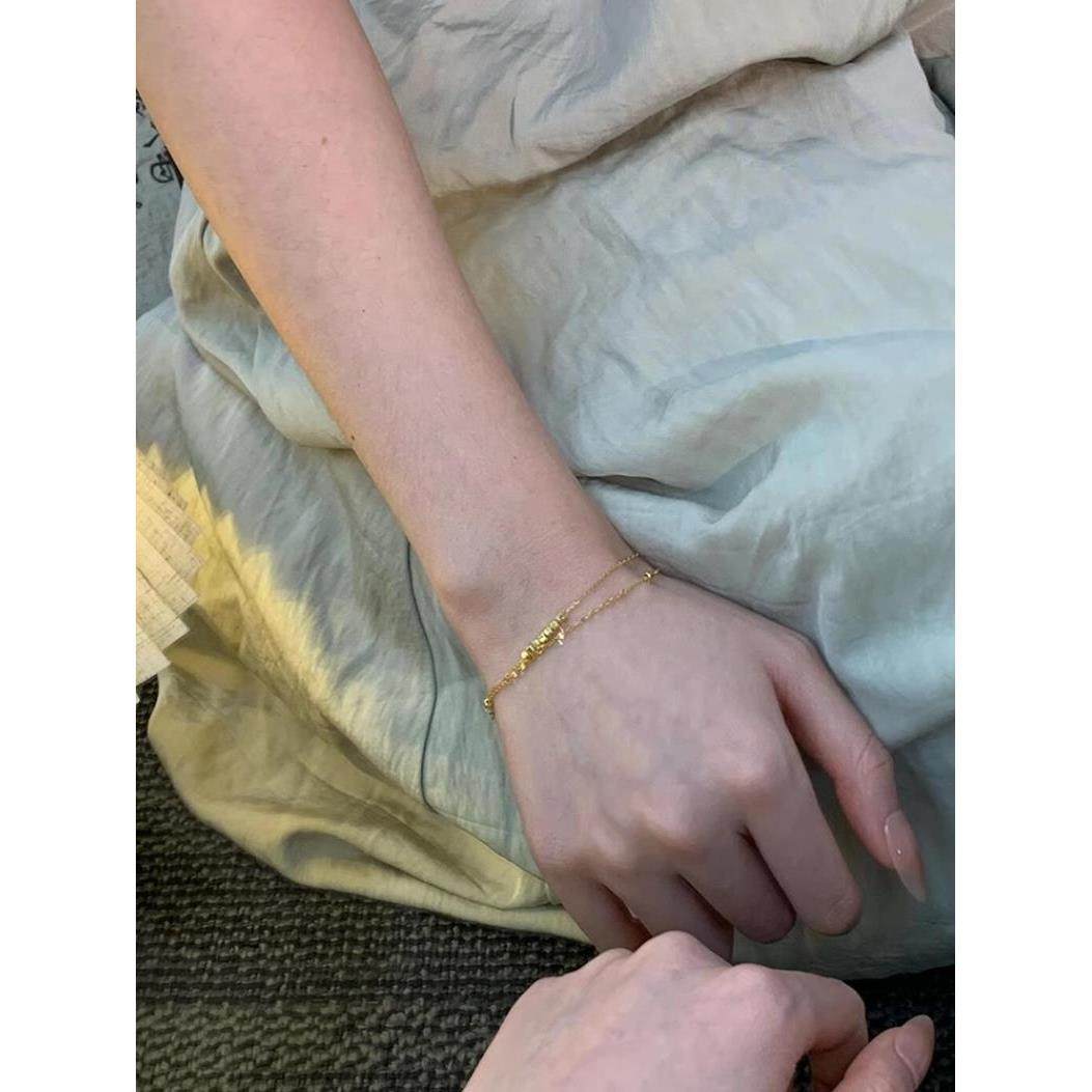 金色小方糖双层手链女款2025新款轻奢小众精致复古素炼叠戴手饰女,饰品/流行首饰/时尚饰品新,手链,淘宝优惠券,粉丝福利购,淘宝优惠卷