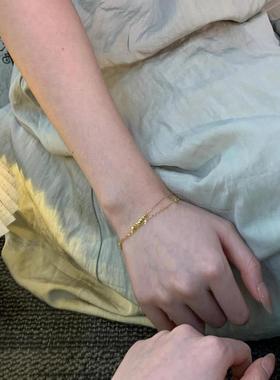 金色小方糖双层手链女款2025新款