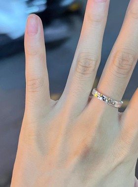 中古仿碎冰冰素圈戒指女小众百搭