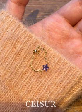 极简设计紫色星星极细可抽拉戒指超特别个性氛围感指环