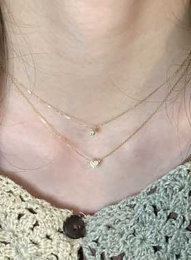 日系简约叠戴爱心吊坠项链女饰品