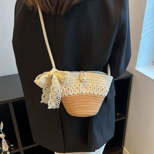 文艺小包包女草编包沙滩编织包女包斜挎小包海边草包2023新款森系