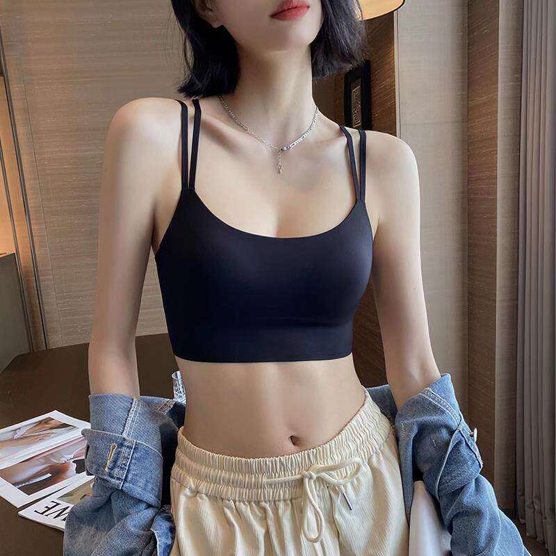 无痕美背运动内衣女夏季薄款抹胸防走光吊带背心一体免穿文胸外穿