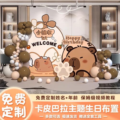 万盈达卡皮巴拉主题生日KT板装饰