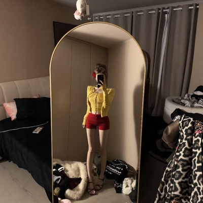 圣诞红色氛围感针织短裤靴裤ins