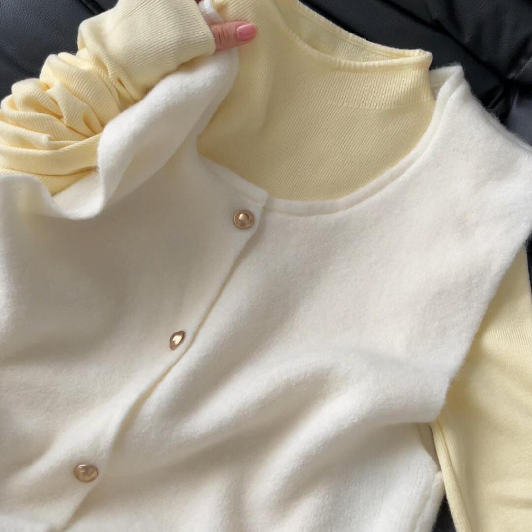 鸡仔黄色奶fufu针织衫搭坎肩马甲