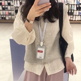 气质套装 衬衫 女秋季 刺绣长袖 叠穿针织马甲两件套 2025新款 少女时尚