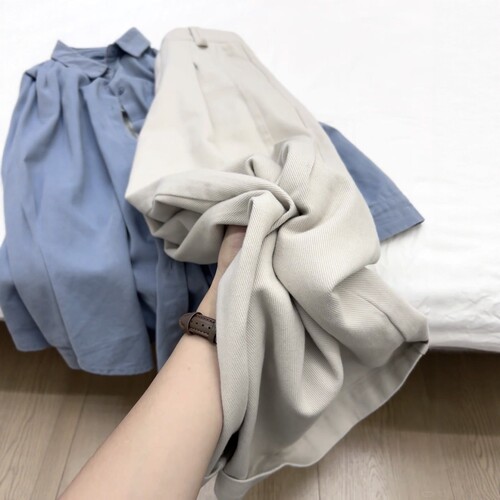 韩版chic高腰阔腿裤直筒裤子女
