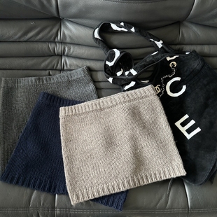 韩版 气质高腰显瘦a字包臀短裙ins 简约百搭针织半身裙女2025秋冬季