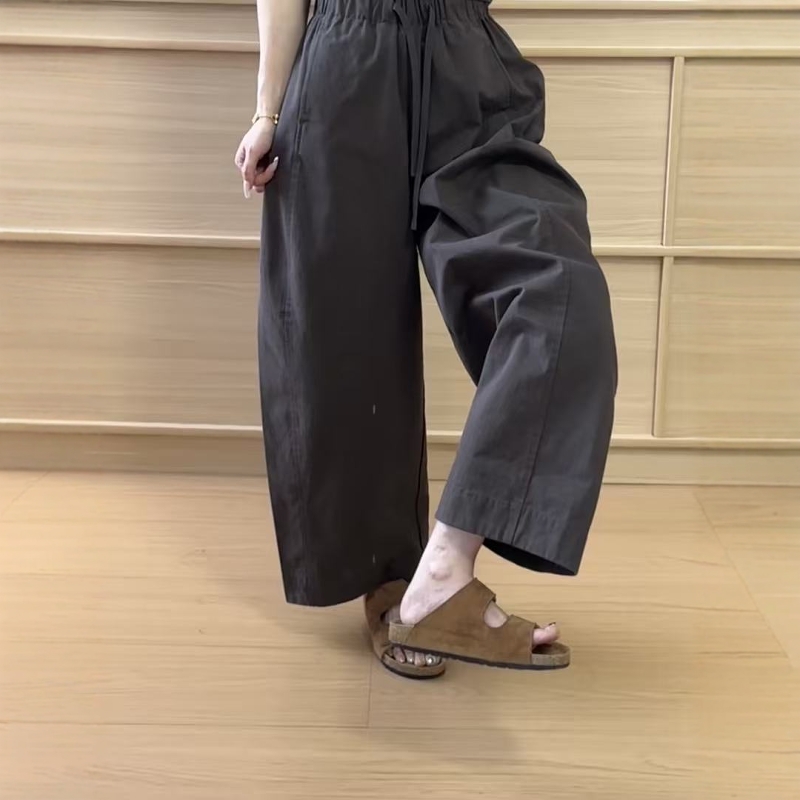 美式高级感拼接弯刀直筒裤女