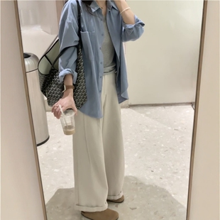 韩系chic简约高级感穿搭一整套装女2026秋季新款衬衣搭配阔腿裤