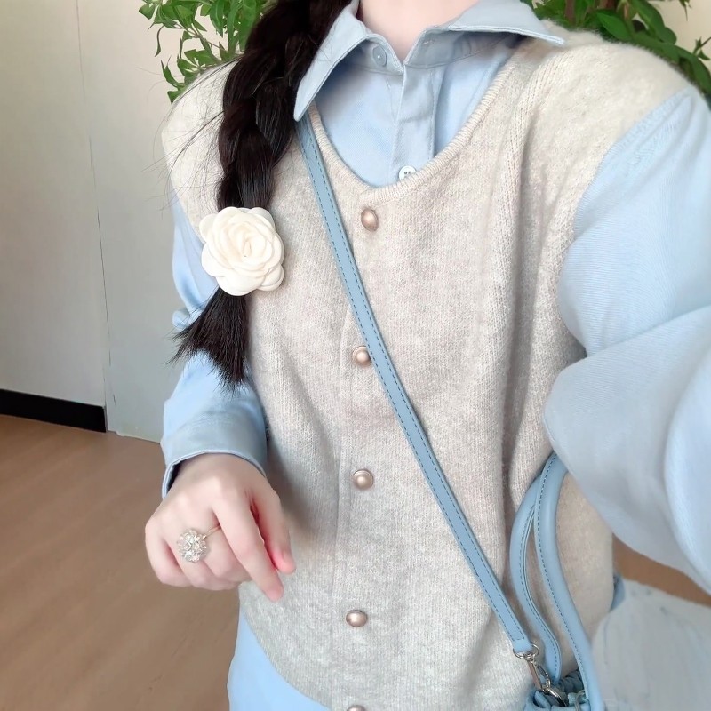 韩系不撞款叠穿两件套女2026秋季新款灯芯绒翻领衬衫叠穿针织马甲,女装/女士精品,时尚套装,淘宝优惠券,粉丝福利购,淘宝优惠卷