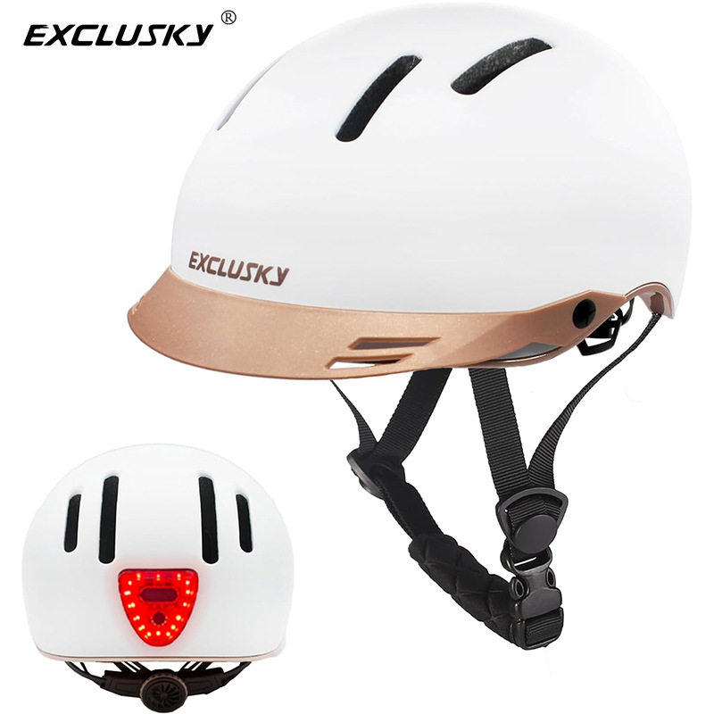 折叠车复古自行车头盔带充电尾灯骑行头盔城市休闲透气公路骑行