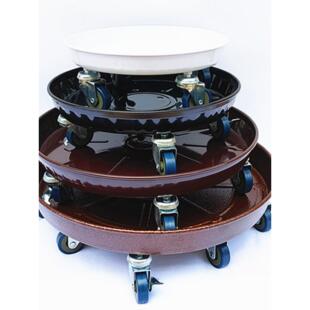 阳台金属铁轮加厚移动花盆托盘圆形万向轮刹车轮底座花架垫底托盘