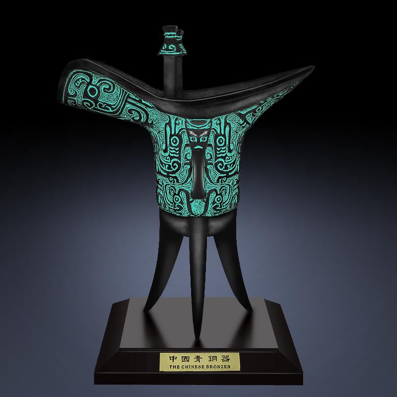 仿古青铜器父辛爵招财摆件纯铜酒樽爵杯酒爵铜爵杯古玩古董办公室