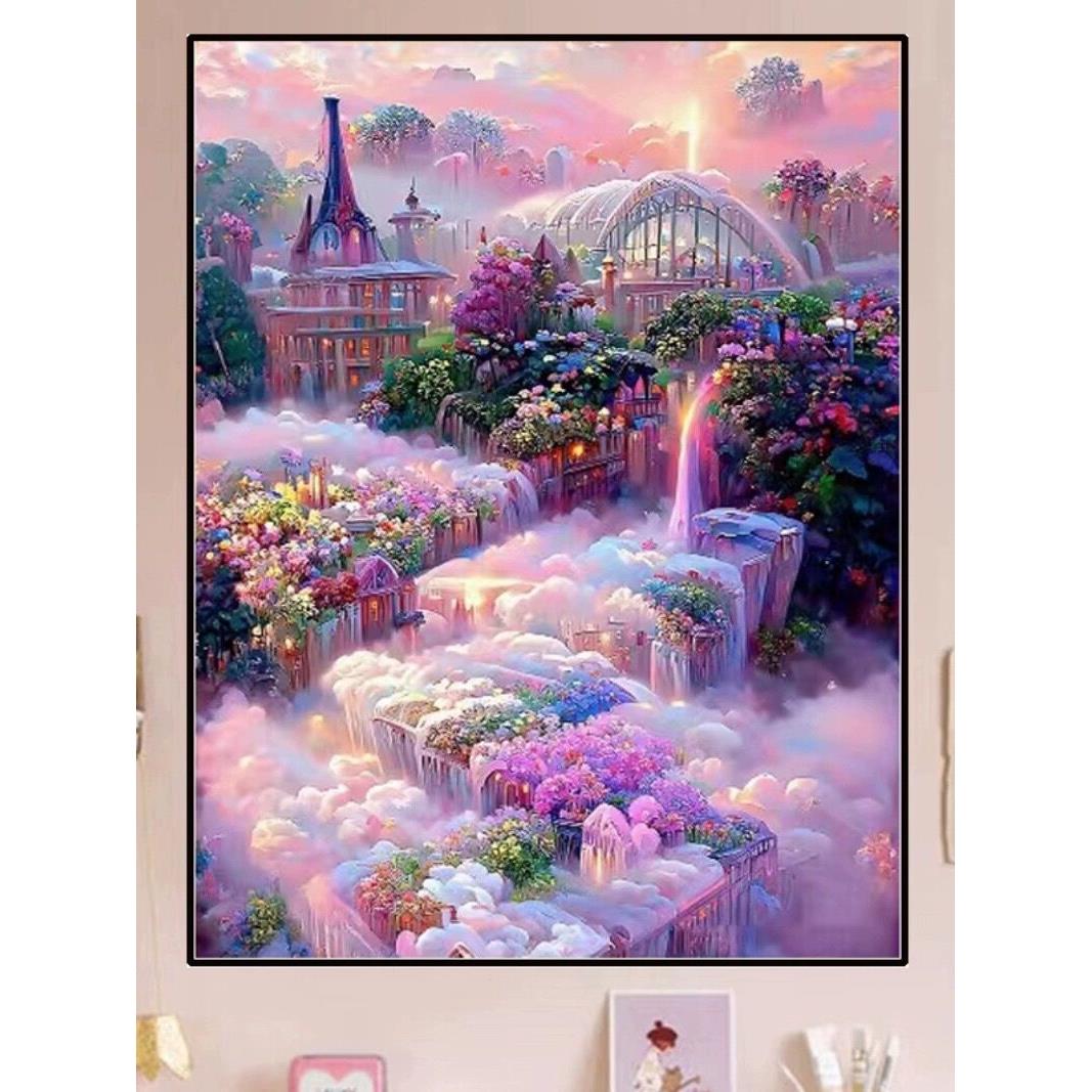 梦幻风景钻石画2025新款5d满钻客厅卧室仙境城堡手工点贴钻十字绣