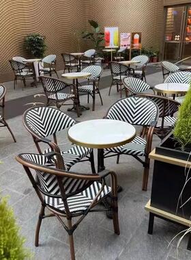 法式复户外藤三件套椅休闲户餐竹节桌椅外藤编桌椅庭院古阳台户外