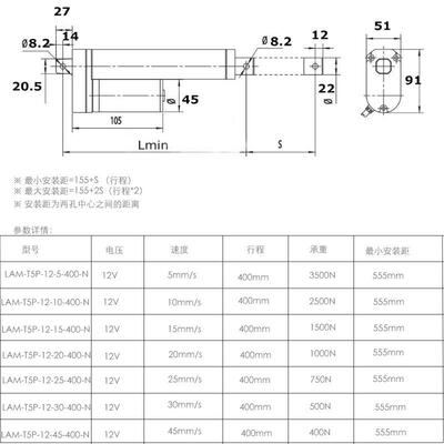24V0重8550m行程15040N承15mm每秒速度带电位计反馈m电动推杆