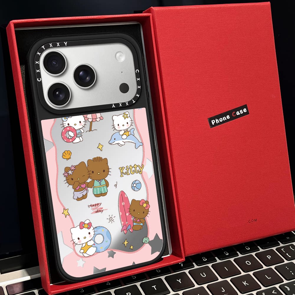 C家环绕沙滩kt播放器米菲兔磁吸MagSafe适用苹果17/18proMax手机壳iPhone15防摔16pro保护套13/14p镜面17Air