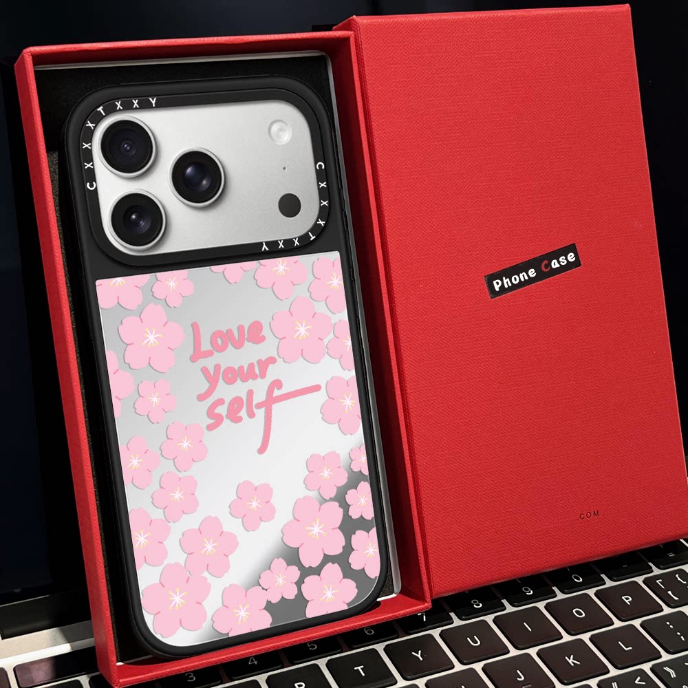 【C家】满屏樱花四叶草英文磁吸MagSafe适用苹果17/16proMax手机壳iPhone15防摔16pro保护套13/14p镜面17Air
