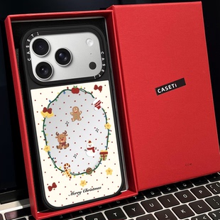CAST波点彩灯圣诞节雪人麋鹿磁吸MagSafe适用苹果17/16proMax手机壳iPhone15防摔16pro保护套13/14p镜面17Air