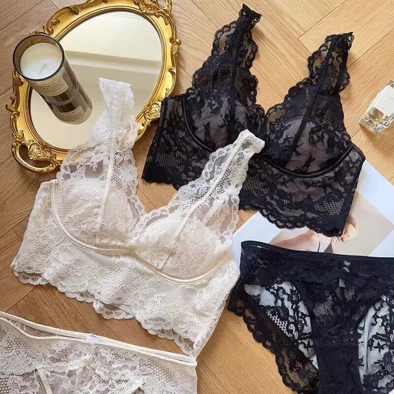 青年女性薄款美背性感无钢圈文胸 高奢全蕾丝背心式内衣胸罩
