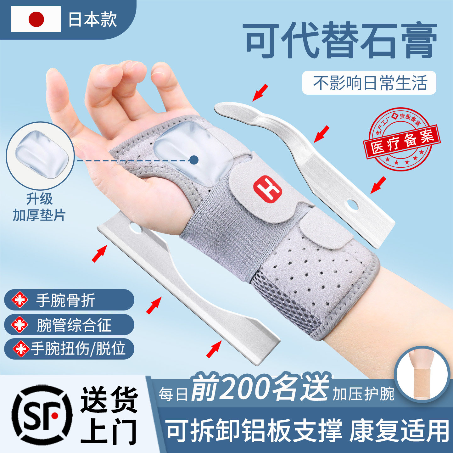 TFCC损伤护腕扭伤手腕固定器支具儿童骨折关节恢复护套男女款夹板