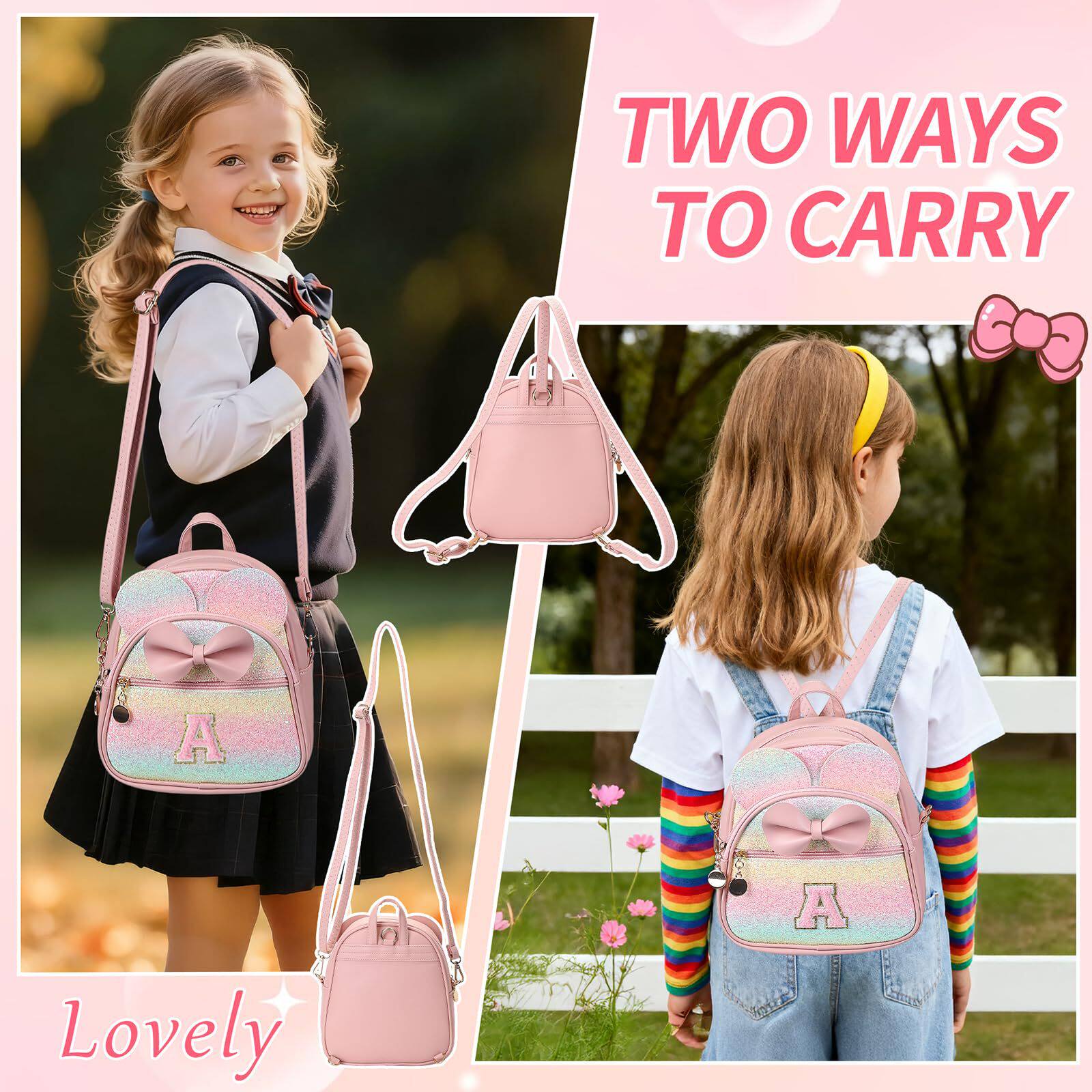 爆款双肩包小学生可爱公主风亮片结时尚炫彩儿童双肩包