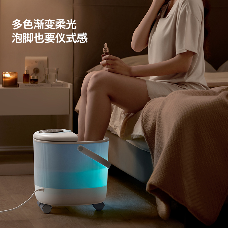 飞利浦小白桶泡脚桶抑菌恒温加热足浴桶电动按摩全自动喷淋足浴盆