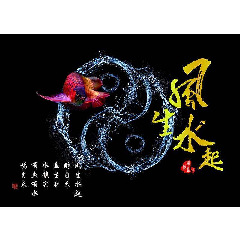 鱼缸背景贴纸3d立体高清图鱼缸壁纸背景纸壁画自粘水族箱风生水起