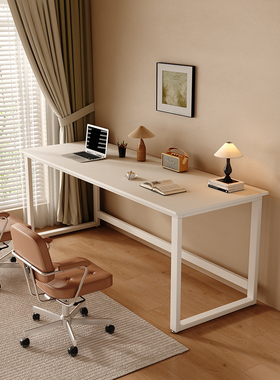 岩板书桌家用卧室简约现代轻奢学习桌办公桌白色墙边台式电脑桌子