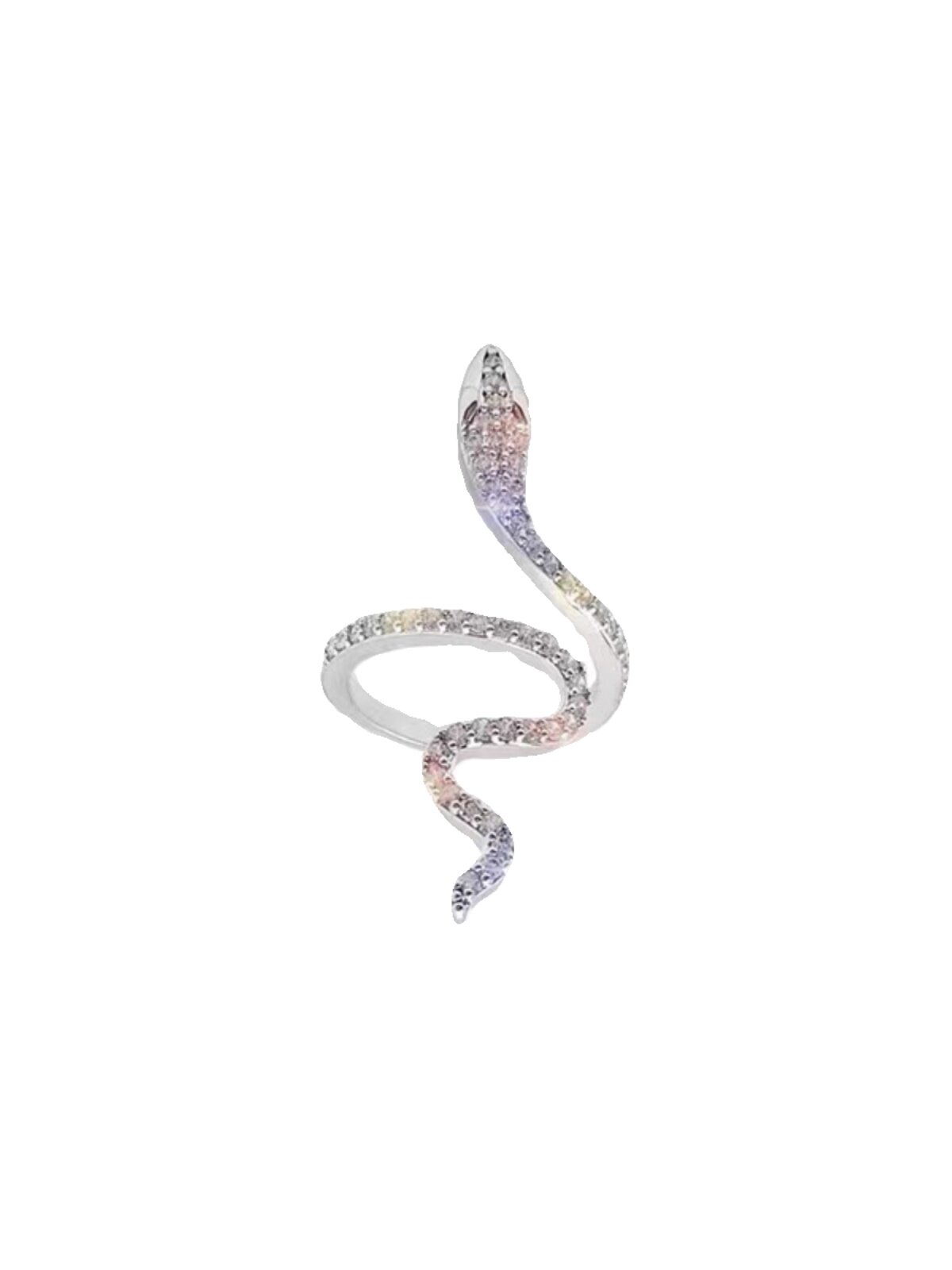 MICRO-SET ZIRCON SNAKE RING WOMENS NICHE OPENING ADJUSTABLE DESIGN INDEX FINGER RING INTERNET CELEBRITY EXAGGERATED STUNNING RING