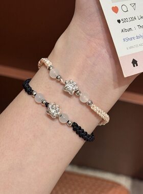 握住幸福猫爪情侣手链国潮风男女转运珠编织手绳森系小清新礼物