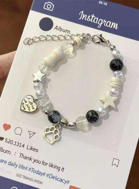 失氧星星小猫爪骨头手链女ins轻奢手工串珠清冷小清新情侣闺蜜